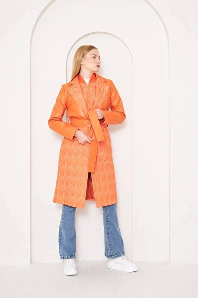 KAZAX Kapitoneli İçi Yelekli Deri Trençkot