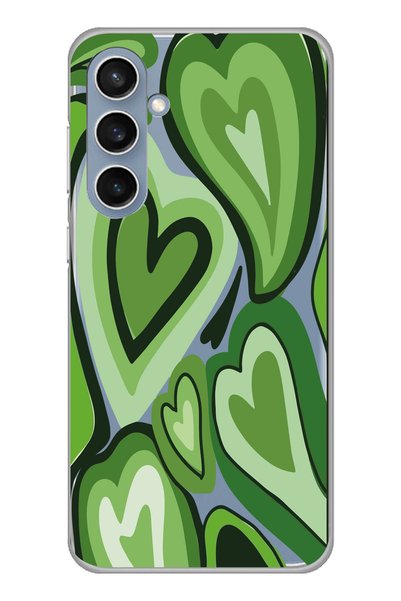 Magic Ring Samsung Galaxy S23 Fe Compatible Green Heart Pattern Transparent P...