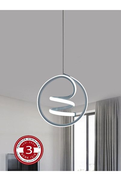 Renkoled Aydınlatma 3 Color Lighted Modern Pendant Lamp Led Chandelier Silver Gray Case Doorway, Hall, Room