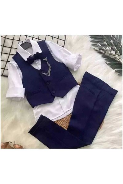 Terry Boy's Bow Tie Vest Holiday New Suit| Boys Formal Wear Toddler Suits Four Pieces