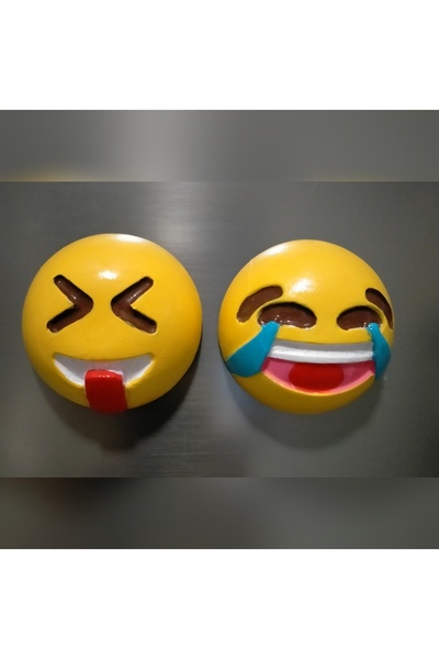 Minihobiev 2li Emoji Magnet , Buzdolabı Süsü , Dolap Süsü , Dekoratif Aksesuar