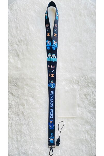 Staffy Kişiye Özel Isimli Hemşire Temalı Boyun Askı Ipi Ve Kartlık