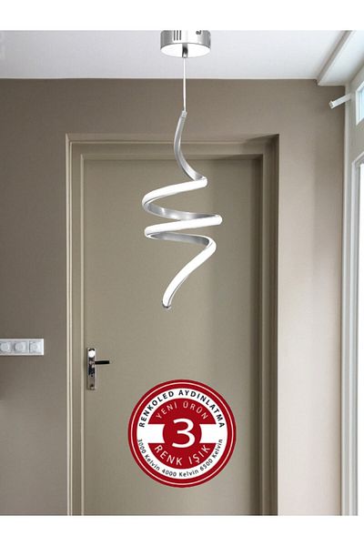 Renkoled Aydınlatma 3 Color Lighted Modern Pendant Lamp Led Chandelier Silver Gray Case Doorway, Hall, Spring