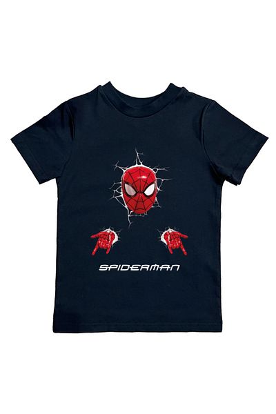 SPIDERMAN лятна детска тениска от памучен пениран плат с щампа на човек паяк