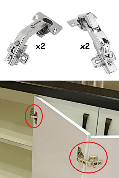 ŞENEL Yapı Market Dolap Köşe Kör Kapak Menteşe Seti 4'lü 135-165 Açılı Katlanır Kapak Menteşeleri Takım