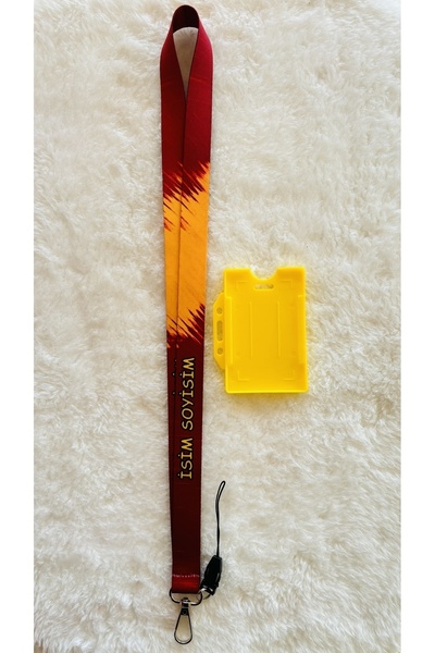 Staffy Kişiye özel Sarı Kırmızı Boyun Askı İpi ve Kartlık