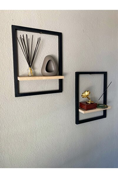 MSAĞWOODS 2'Lİ DUVAR RAFI AHŞAP DEKOR OTURMA ODASI SALON BALKON KIŞ BAHÇESİ