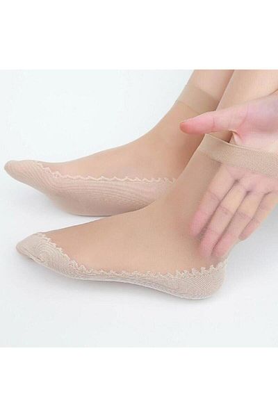 Meguca Socks Дамски чорапи от тюл в цвят кожа 3 чифта
