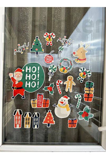 hdsticker عيد الميلاد السنة الجديدة عيد الميلاد تحت عنوان زجاج نافذة جدار غرف...