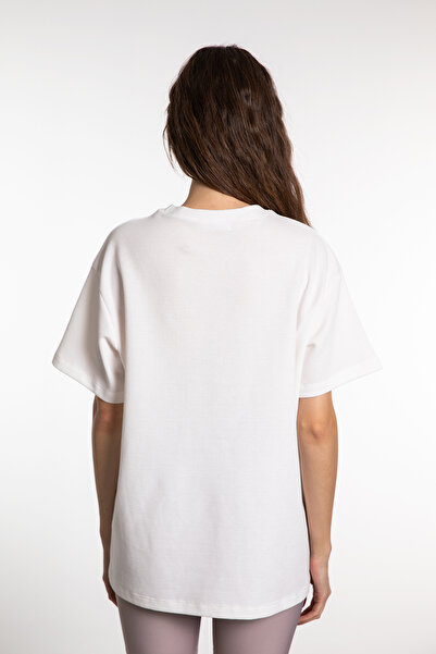 SHEISMONO Ecru Oversize Textured Short Sleeve T-shirt