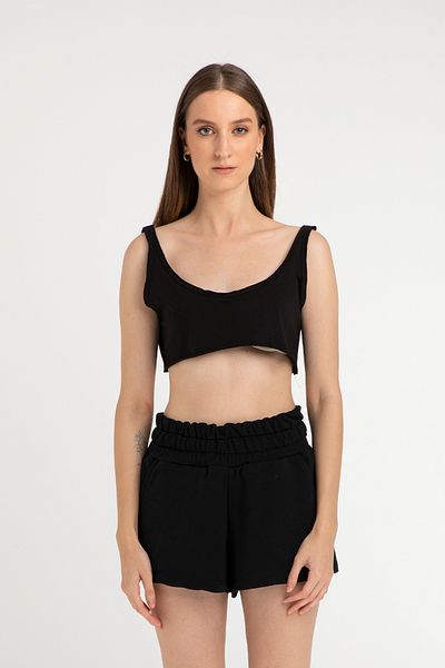 SHEISMONO Crop top din bumbac cu tăietură largă
