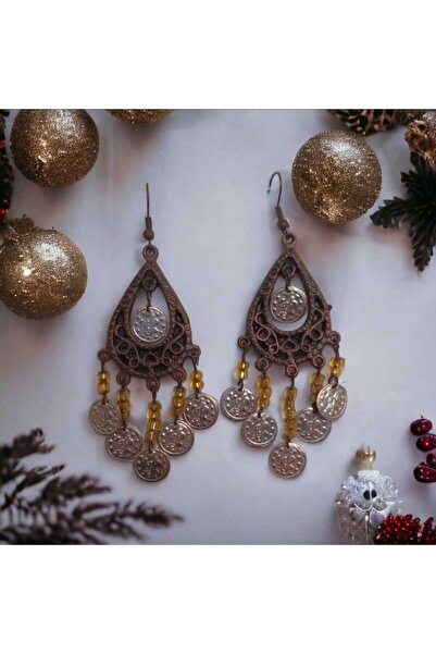 Crystal Atelier Sarı Sallantılı Etnik Küpe