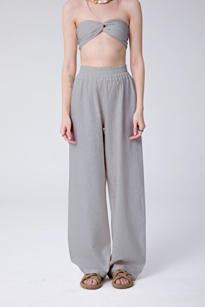 SHEISMONO Maia Linen Trousers Gray