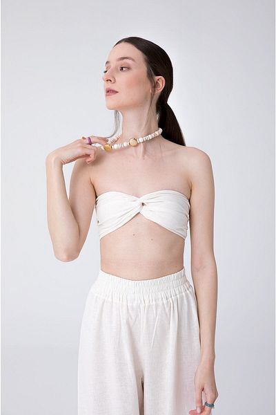SHEISMONO Maia Linen Bustier Ecru