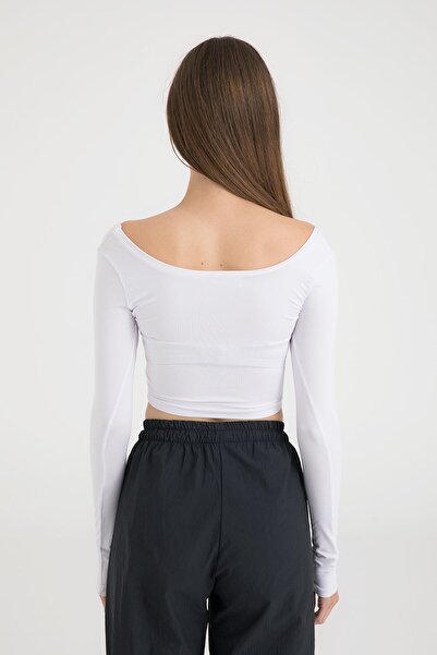 SHEISMONO М'яка овальна комір коротка блуза біла