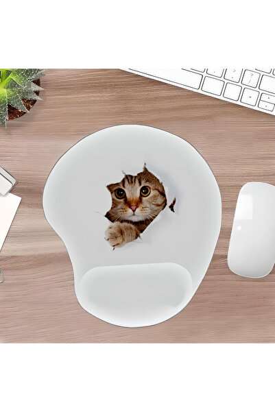 UcuruStore Ποντικομαξιλαράκι Oval Cut Perspektif Sarı Kedi με Στήριγμα Καρπού