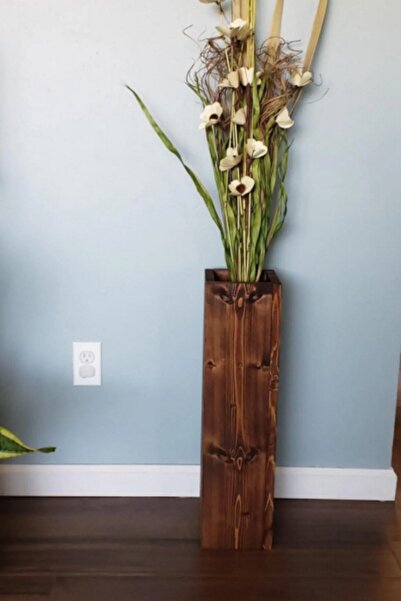 ViraHome Vas decorativ din lemn pentru flori artificiale de pampas de 48 cm