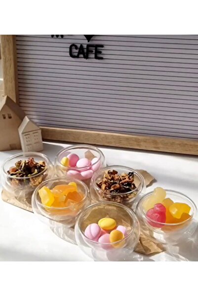 KÜÇÜK EW 6-Piece Double Walled Mini Sauce Bowl, Dragee, Turkish Delight, Snack Bowl