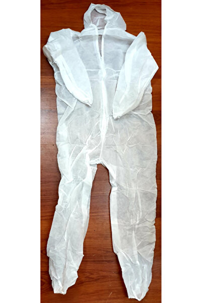 sska Tek kullanımlık Kapşonlu Tela Fermuarlı tulum