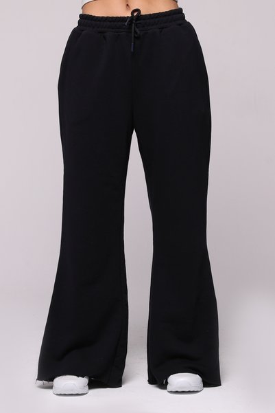 BASICA Women's Navy Blue Wide Leg Sweatpants