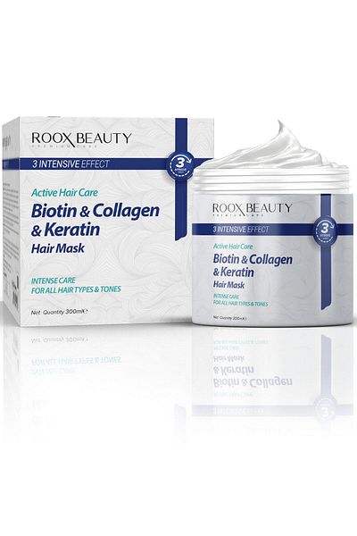 Roox Beauty قناع الشعر بالكيراتين والبيوتين والكولاجين 300 مل