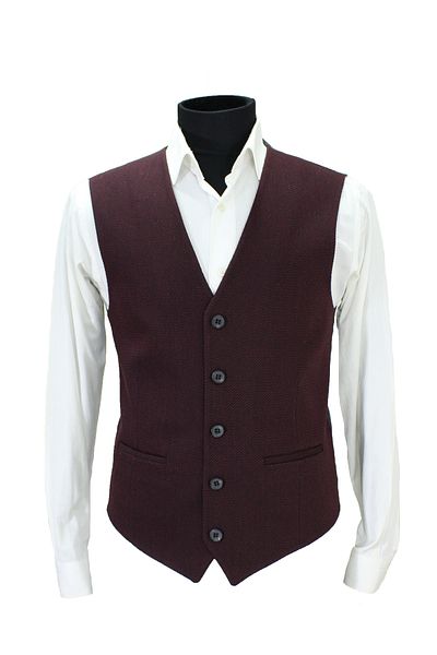MENTOR REGALO MEN'S VEST V-NECK Claret Red FISHBACK 50602