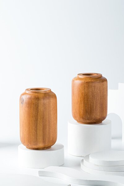 TROVE مجموعة مزهرية أسطوانية خشبية مزدوجة