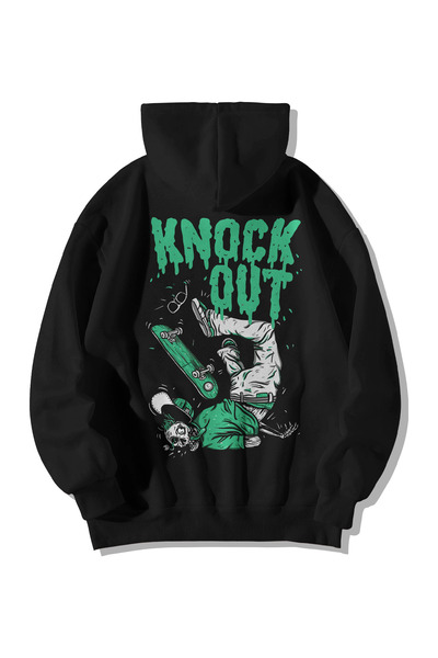 Scrovtie Hanorac negru pentru bărbați, supradimensionat, cu glugă, buzunar ca...