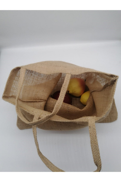 İSTANBUL SANDALET 1 Adet 35x40 Cm Alışveriş Pazar Torbası Doğal Jut Torba Fuar Promosyon Katalog Çanta