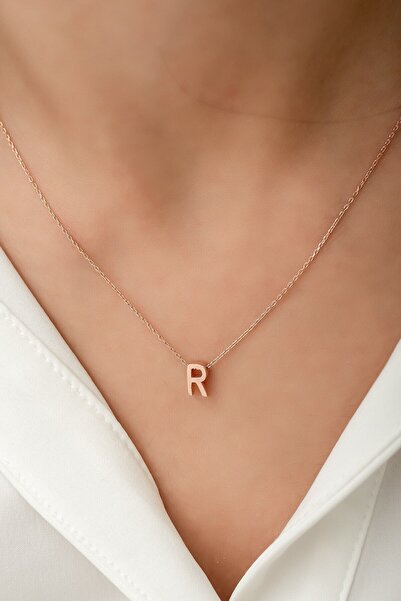 Güler Kuyumculuk Kadın 3 Boyutlu R Harfi Ve Zinciri