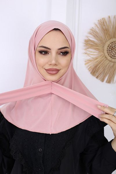 feronis Hijab Bonnet Ready Turban Shawl with Snap Fasteners for Women_Powder