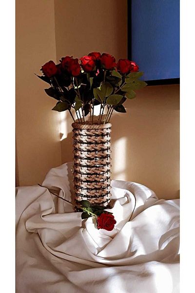 Egindra 30 cm Metal Wire Mesh Braided Pampas Vase - Special Design