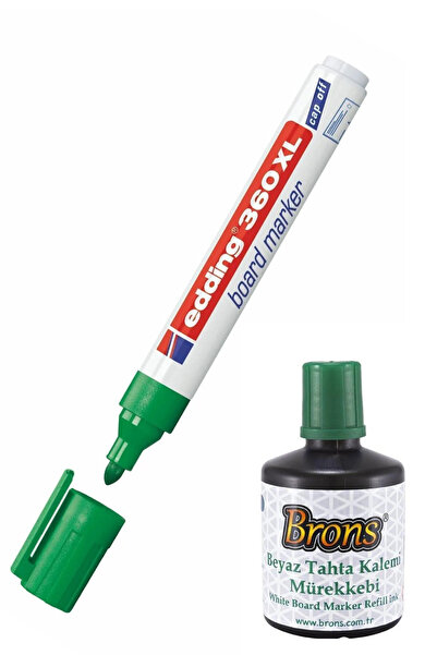 Siriderya 100 CC Yeşil Mürekkep ve Edding 360XL Doldurulabilir Yeşil Tahta Ka...