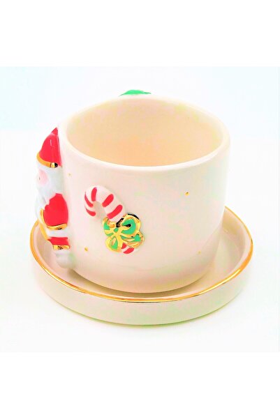 Monako Limited Edition 24 Ayar Altın Işlemeli Noelbaba, %100 El Yapımı, Hediyelik Duble Türk Kahvesi Fincanı 160 Ml