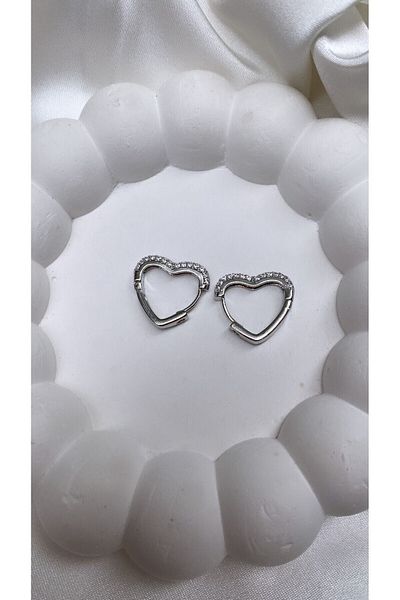 Accessories Silver Color Heart Hoop Earrings
