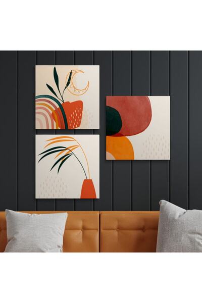 Tablo Deposu Canvas Wall Painting 3 Pcs Square Canvas Painting Set Triple Square/001 Triple Square /001