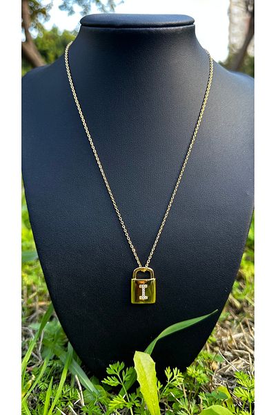 Rüya I Letter Steel Lock Necklace