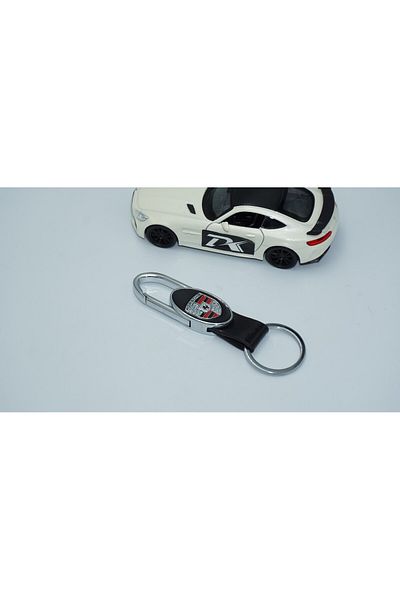 DK Tuning Porsche Logo Leather Metal Keychain