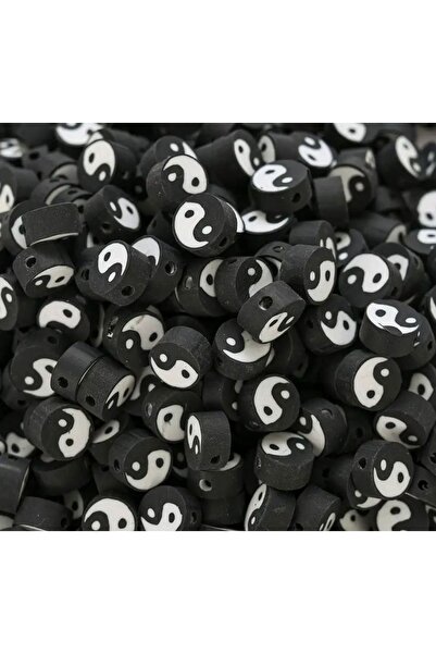 Bijumix Aksesuar 25 Adet 10mm Polimer Kil Fimo Ying Yang Figürlü Boncuk Takı ...
