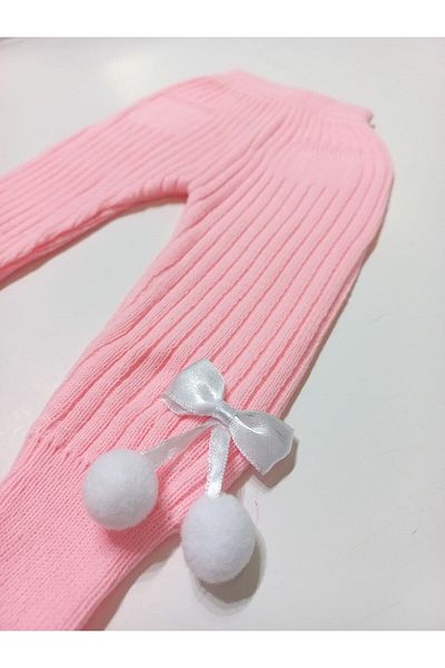 Alingo Baby Girl Salmon Bow Knitwear Tights