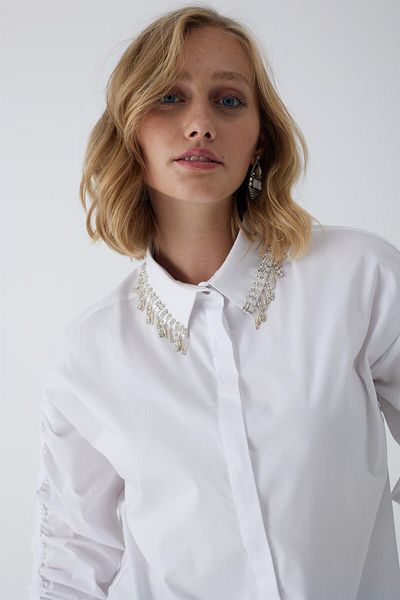 Moodbasic Stone Detailed Gathered Tunic