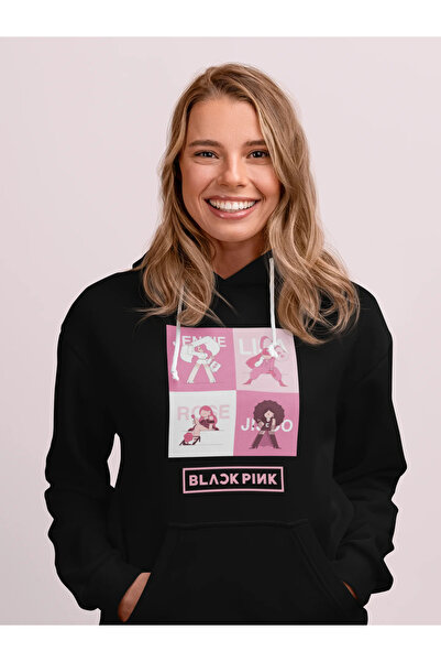 MAGORS STIL-X BLACK PINK S TISKOM Oversize kroj , Pamuk KOMADA, Sa kapuljačom...