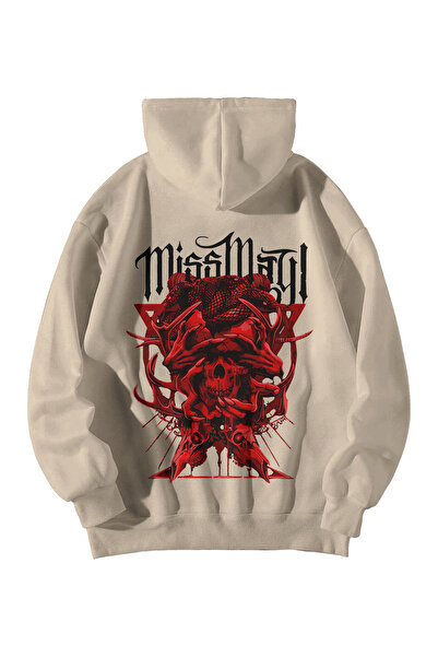 Scrovtie Hanorac pentru bărbați, crem, cu glugă, cu buzunar cangur, cu imprim...