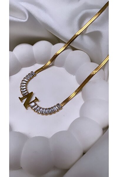 Accessories Su Yolu Gold Renk Çelik N Harfli Kolye