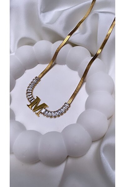 Accessories Su Yolu Gold Renk Çelik M Harfli Kolye