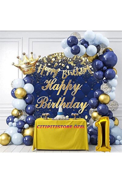 DÜVENCİ TİCARET Σετ γενεθλίων Çıtıpıtıstore King Crowned Blue Color Garlant γ...