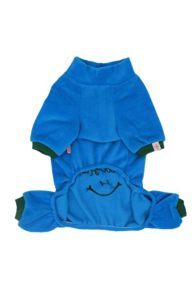 Pawstar Mavi Smile Kadife Küçük Irk Köpek Tulumu (1 KG-10 KG ARASINA UYGUN BEDENLERDE)