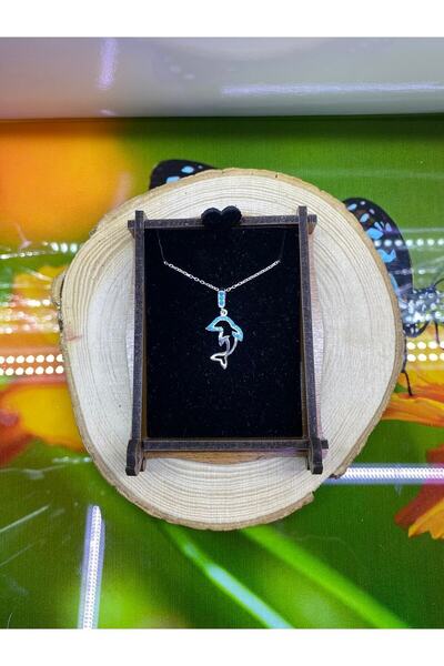 Değerli Gümüş D.g. 925 Ayar Gümüş Zirkon Taşlı Yunus Balığı Tasarım Kolye