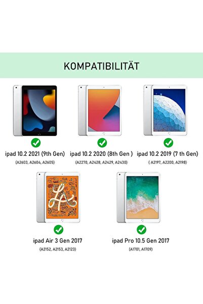 m.tk moveteck Apple Ipad 7.8. ve 9. Nesil 10.2 Uyumlu Tablet Bluetooth Özellik Kablosuz Kalem Bölme Klavyeli Kılıf
