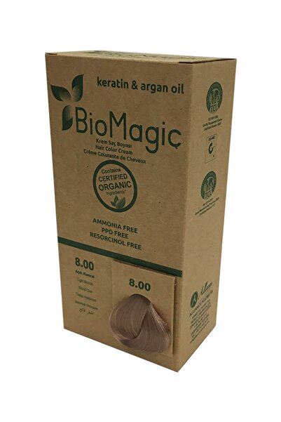 BIOMAGIC 8.00 Açık Kumral Bitkisel Krem Saç Boyası,,ORGANİKBOYA24036